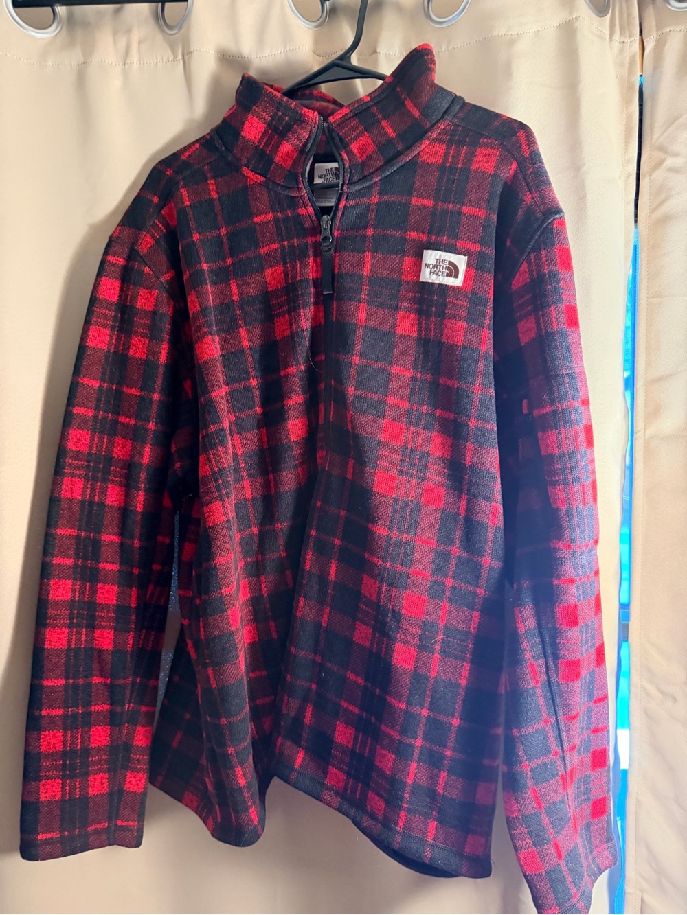 The North Face Men’s Red & Black Plaid Fleece Pullover